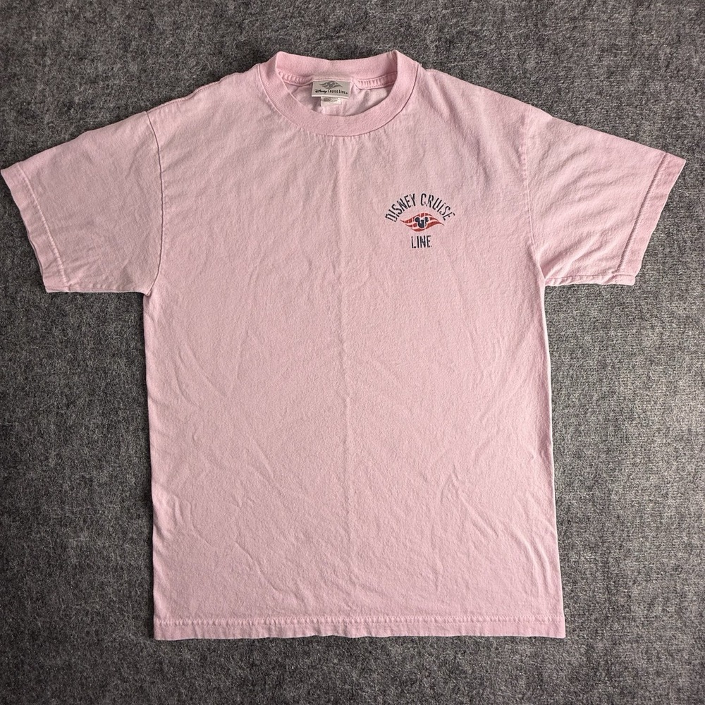 Disney‎ Cruise Line T Shirt Mens Medium Pink Graphic Logo Double Sided Vintage